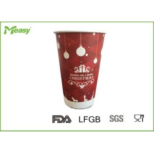 Chirstmas Paper Insulated Disposable Coffee Cups With Snowflake Design , Eco