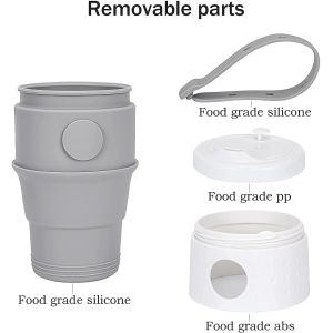 395ml Silicone Foldable Cup Collapsible Coffee Cup Reusable With Lid