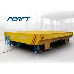 Yellow Color Motorized Material Transfer Cart On Rail With Ladle Shuttle System