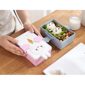 PP And Wheat Straw Fibre Lunch Box 2 Compartments Bento