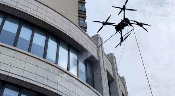 Cheap High Efficiency Tethered Drone High Pressure Building Cleaning Drone for sale