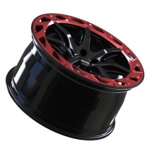 Red Ring Gloss Black Custom Forged Wheels 6061 T6 Alloy 24x10 Rims