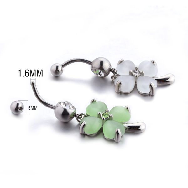 Fashion stainless steel piercing jewelry flower dangle belly button ring for women