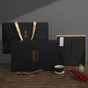 Cheap Custom Tea Gift Packaging Box Recyclable Wooden Box Paper Bag With Logo for sale