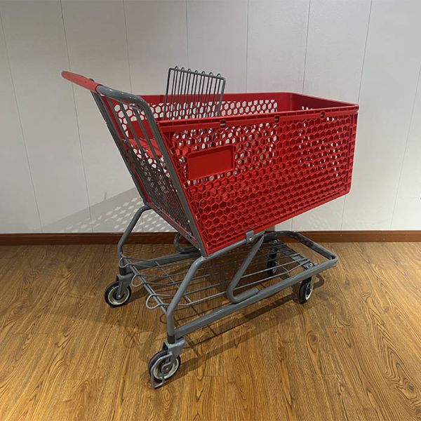 Quality 180L Plastic Supermarket Hypermarket Shopping Hand Trolley wholesale