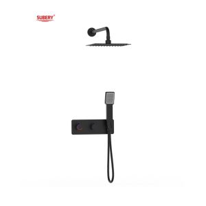 Single Lever Concealed In Wall Bath Or Shower Mixer With Diverter Rainshower Handshower Bath Matt Black Brass Tap Faucet