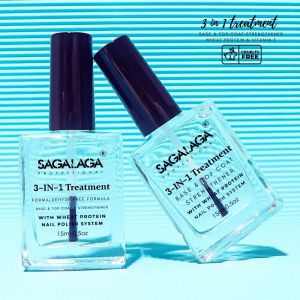 SAGALAGA 15ML 3 in 1 Fast Dry Transparent Strengthener Nails Top and Base Coat