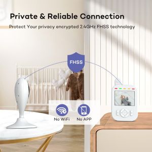 Cheap 640 X 480P/15fps Max Video Resolution Portable Baby Monitor With 2.4 GHz FHSS Wireless Technology And Type-C Interface for sale
