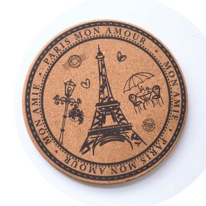4 Inch Custom Printed Cork Coasters Heat Insulation For Beverages Cups
