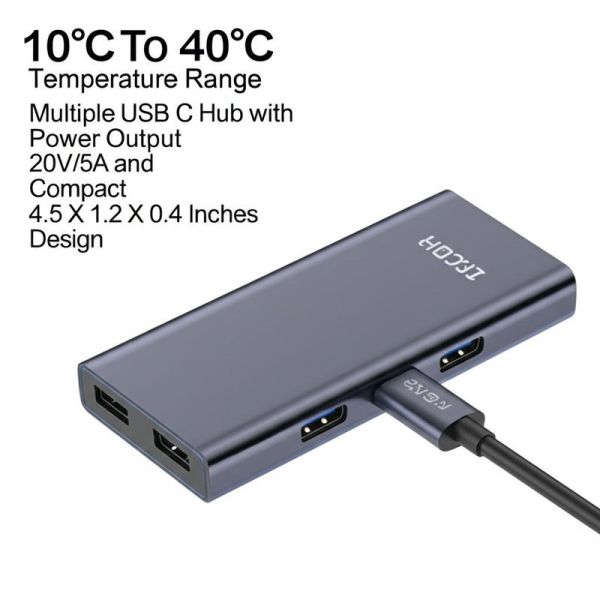 10°C To 40°C Temperature Range Multiple USB C Hub with Power Output 20V/5A and
