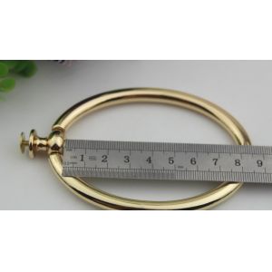 Unique fashion handbag hardware light gold metal circle handle for tote bag