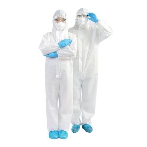 China Liquid Repellent Level 3 Non Woven Disposable Coverall With Hood on sale