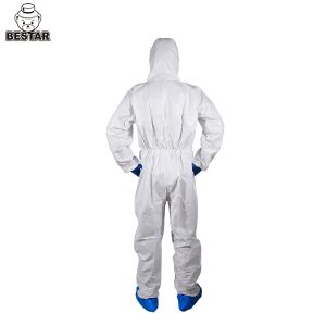 Cheap Antistatic Disposable Microporous Coverall Suits With Hood And Boots For Food Processing for sale