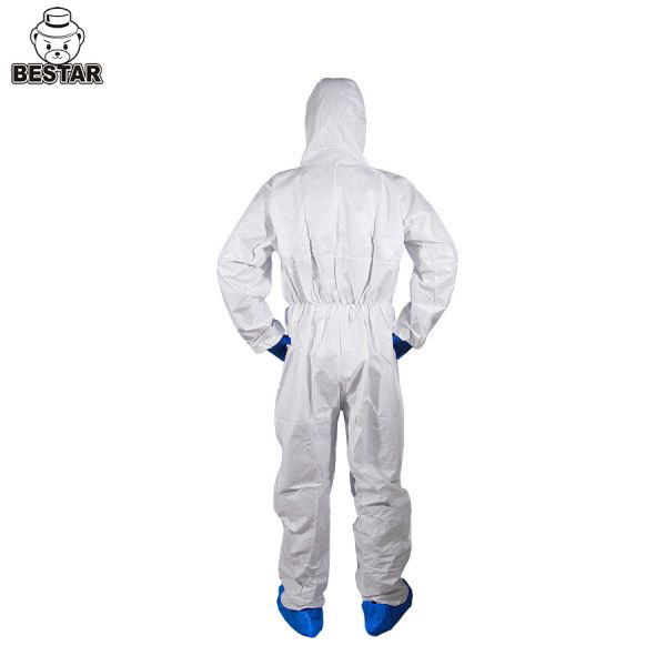 Antistatic Disposable Microporous Coverall Suits With Hood And Boots For Food