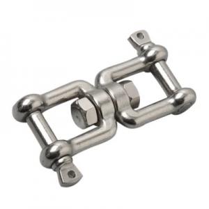China Polished Stainless Steel Double Jaw Ended Swivel Eye Hook for Heavy-Duty on sale