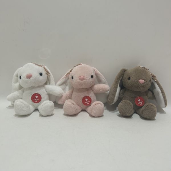 Quality 3 Colors 100% PP Cotton Filling Rabbit Key Chain With Music Box wholesale