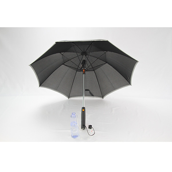 Quality 8mm Metal Shaft Pongee Fabric Fan Umbrella With Mist Spray Function wholesale