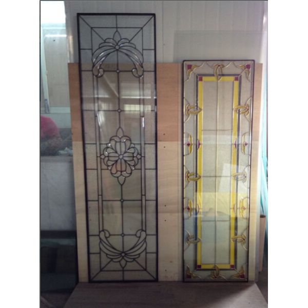 Quality Classic Design decorative glass panel with patina and brass caming wholesale
