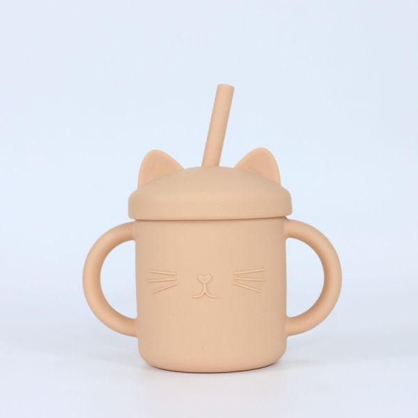 Quality 155g Silicone Drinking Cup With Printed Sippy Cup With Straw wholesale