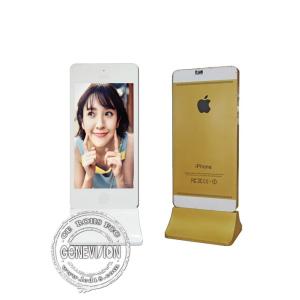 Golden 43 Inch Iphone Style Touch Screen Kiosk Totem Networkd Display Managing