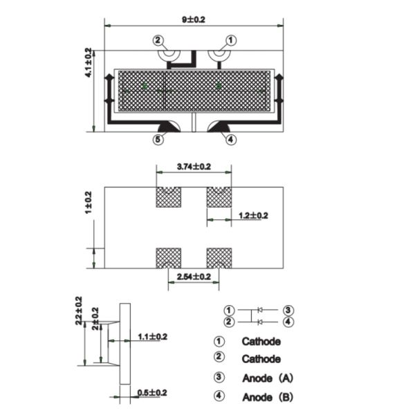 9x4.1x1.1mm IR Receiver 730nm -1100nm Infrared SMD LED for Counters