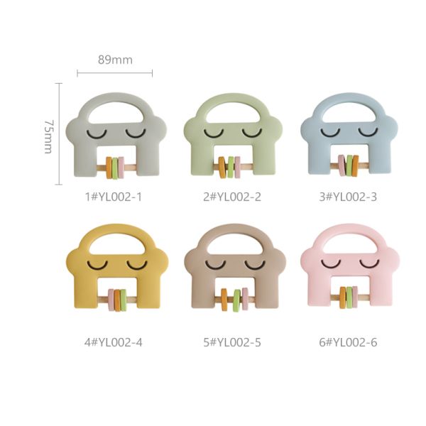 Smile Face Cute Silicone Kids Toys Silicone Rattle Teether With Customize Logo OEM ODM