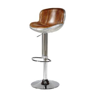 Chromed Base Leather Counter Stools , Counter Height Swivel Bar Stools With