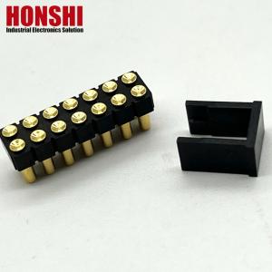 2.54mm High Current Pogo Pin Connector Female 2x7P Gold Plated H2.5 SMT Type For