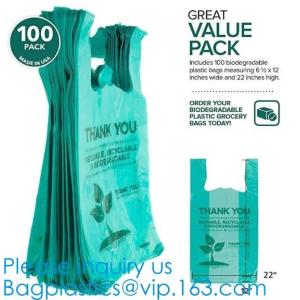 China Biodegradable Plastic T Shirt Food Bag Compostable Vest Carrier Shopping Bag, Compost Home ASTM D6400 Biodegradable Tran on sale