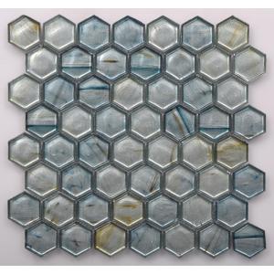 Cheap H4452L01 Hexagonal Shape Iridescent Glass Mosaic for sale