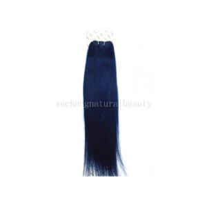 Customized Chinese Blue Non Remy Human Hair Extensions Long Straight