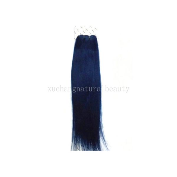 Quality Customized Chinese Blue Non Remy Human Hair Extensions Long Straight wholesale