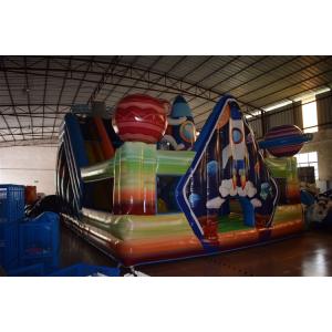 Spaceship Inflatable Fun City With Fence Wall Around / Party City Bounce House