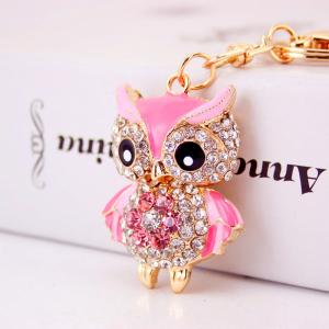 Owl Personalized Bling Wristlet Keychain 50mm Irregular Shaped