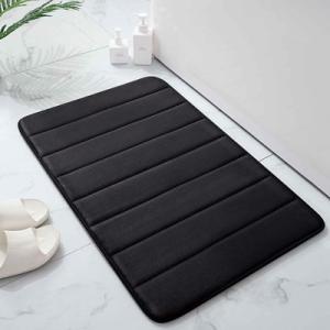 Black Rubber Soft Memory Foam Bath Mats Non Slip Absorbent