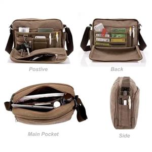 Portable Canvas Offset Print Crossbody Messenger Bag Women'S 13.8 X 4 X 10.8