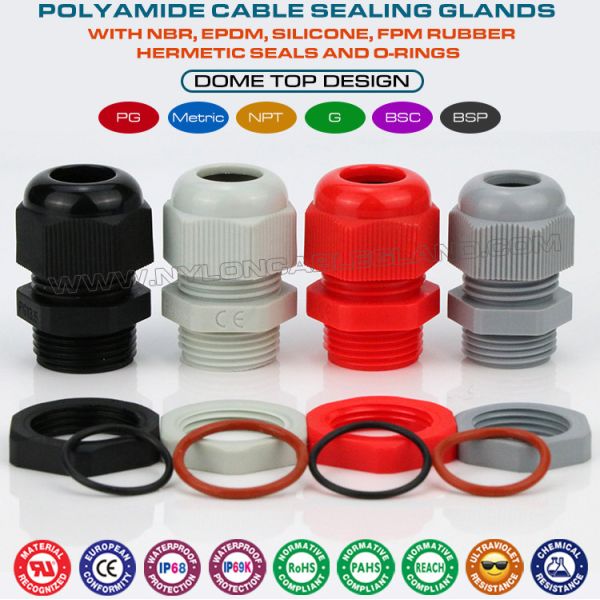 Polyamide PG13.5 Cable Gland, 20.4mm PG Thread IP68 Insulated Cable Gland for 6