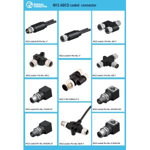 M12 Male / Female Aviation Socket 3/4/5/6/8/12/17-Core Pinhole Connector With
