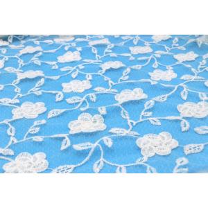 Chemical Diamond Mesh Allover Lace Fabric With Polyester Yarn Flora Style
