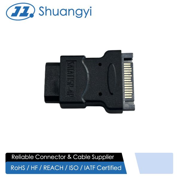 SATA power adapter connector, 15 pin female to PCB edge card terminal,