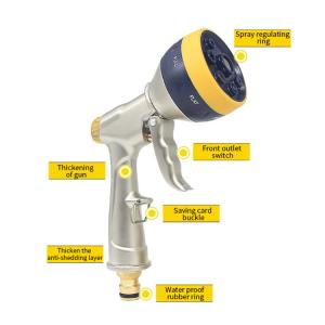 7 Patterns Extended Plastic Garden Water Guns Water Hose Nozzle
