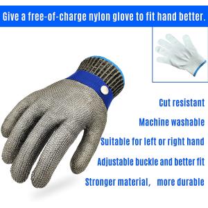 Adjustable Cuff Wire Metal Mesh Cut Resistant Gloves No Rusty