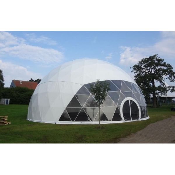 Large Metal Frame Waterproof PVC Cover Geodesic Dome Tents 100Km/h