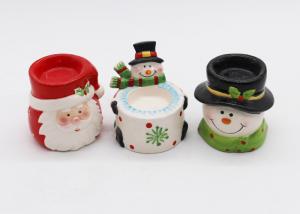 China Novelty Ceramic Tea Light Holder , Snowman Candle Tea Light Holder For Christmas on sale