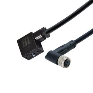 M12 Waterproof Molding 3pins Female 90 Degree Connector To Solenoid Valve Type B