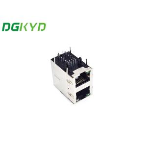 2 Port Gigabit Ethernet Modular Jack RJ45 Connector 2x1 Offset St / JK With LED