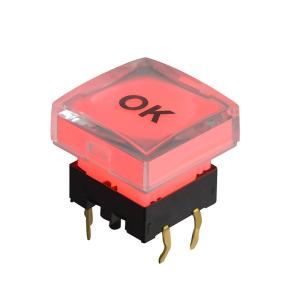 15x15 LED Push Button Switch 30mA 30VDC With Sculptured Cap