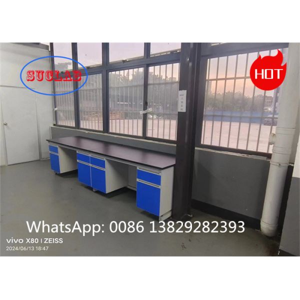 Quality Steel Wood  Chemistry Lab Workbench Laboratory Tables Manufacturers with DTC105 DEG Hinges and Phenolic Resin Worktop wholesale