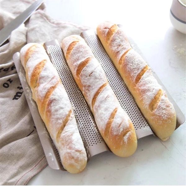 Quality RK Bakeware China Foodservice NSF Glaze Aluminum  Mini Loaf Baguette Baking Tray wholesale