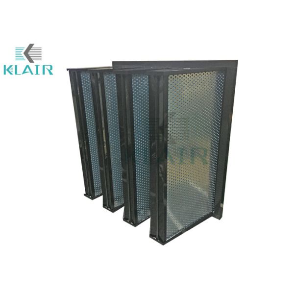 Activated Carbon Granule V Bank Compact Air Filter Plastic / Galvanized Steel